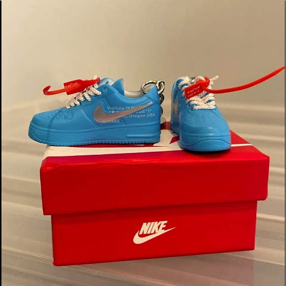 Air Force 1 “Off-White University Blue” Shoe Keychain Pair With Nike Box - Picture 1 of 1